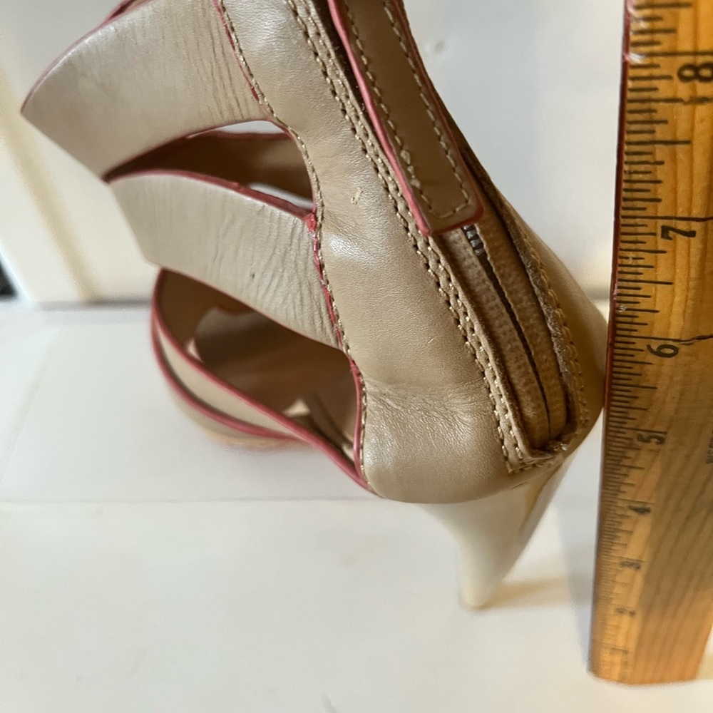 LAMB Tan with red accent heel